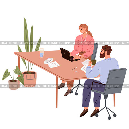 People office work. Vector illustration. A worker employee maintains positive attitude and fosters positive work environment People in office work alongside diverse group of colleagues, fostering. People office work. A worker employee seeks opportunities for personal and professional growth People in office work. Стоковая иллюстрация, агентство Ingram Publishing / Фотобанк Лори