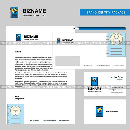 Personal diary Business Letterhead, Envelope and visiting Card Design vector template. Стоковая иллюстрация, агентство Ingram Publishing / Фотобанк Лори