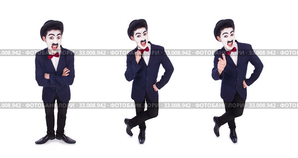 Personification of Charlie Chaplin on white. Стоковое фото, фотограф Elnur / Фотобанк Лори