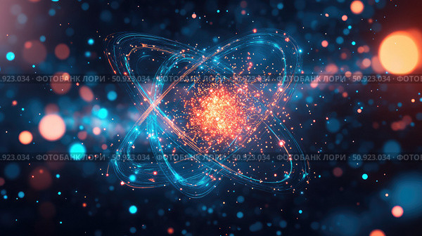 photon flying quantum particle ai generated. Стоковое AI-изображение, AI-художник Vectorwin / Фотобанк Лори