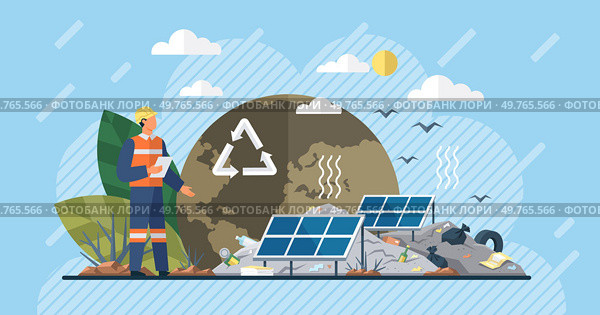 Photovoltaic vector illustration. Renewable energy sources offer clean and sustainable alternative to fossil fuels Photovoltaic technology revolutionizes way we harness solar energy for electricity. Photovoltaic. Green energy solutions play crucial role in reducing carbon emissions. Стоковая иллюстрация, агентство Ingram Publishing / Фотобанк Лори