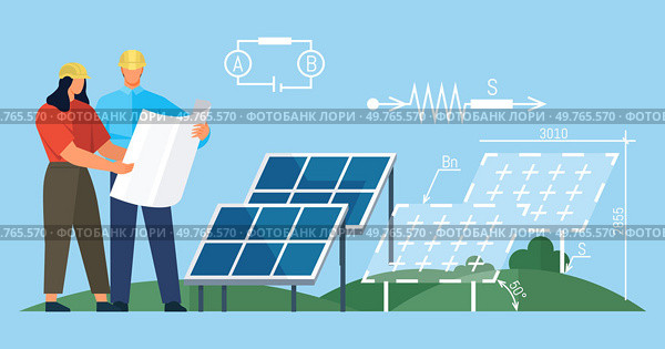 Photovoltaic vector illustration. The integration renewable energy sources is crucial for achieving sustainable energy mix Clean energy solutions, such as solar power, contribute to greener future. Photovoltaic. The concept photovoltaic technology serves as metaphor for harnessing suns energy. Стоковая иллюстрация, агентство Ingram Publishing / Фотобанк Лори