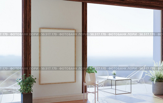 Picture frames with plant pots adorn the living room. Стоковое фото, агентство Ingram Publishing / Фотобанк Лори