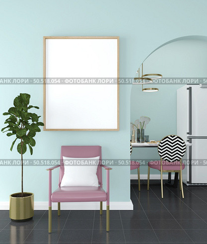 Picture frames with plant pots adorn the living room. Стоковое фото, агентство Ingram Publishing / Фотобанк Лори