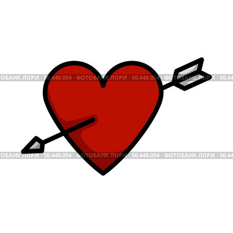 Pierced Heart By Arrow Icon. Editable Bold Outline With Color Fill Design. Vector Illustration. Стоковая иллюстрация, агентство Ingram Publishing / Фотобанк Лори