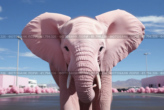 Pink Elephant  Generative AI. Стоковое AI-изображение, AI-художник Анна Кривицкая / Фотобанк Лори