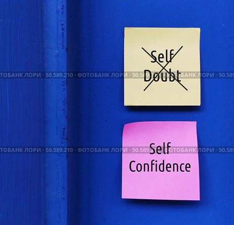 Pink,And,Yellow,Notes,On,Blue,Background,With,Text,Self. Стоковое фото, агентство Ingram Publishing / Фотобанк Лори