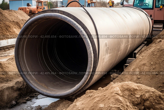 Pipes installing concrete tunnel. Generate Ai. Стоковое AI-изображение, AI-художник Иван Рябоконь / Фотобанк Лори