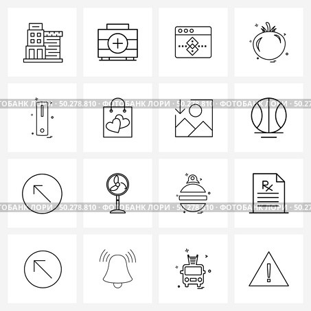 Pixel Perfect Set of 16 Vector Line Icons such as food, vegetable, healthcare, tomato, layout Vector Illustration. Стоковая иллюстрация, агентство Ingram Publishing / Фотобанк Лори