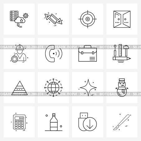 Pixel Perfect Set of 16 Vector Line Icons such as labour, miscellaneous, exit, door Vector Illustration. Стоковая иллюстрация, агентство Ingram Publishing / Фотобанк Лори