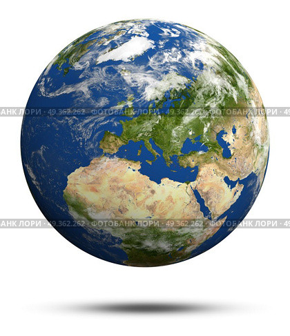Planet Earth 3d rendering. Planet Earth 3d rendering globe model, maps courtesy of NASA. Стоковое фото, агентство Ingram Publishing / Фотобанк Лори