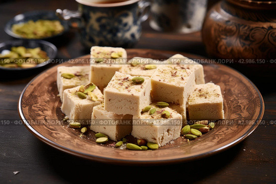 Plate piece halva. Generate Ai. Стоковое AI-изображение, AI-художник Иван Рябоконь / Фотобанк Лори