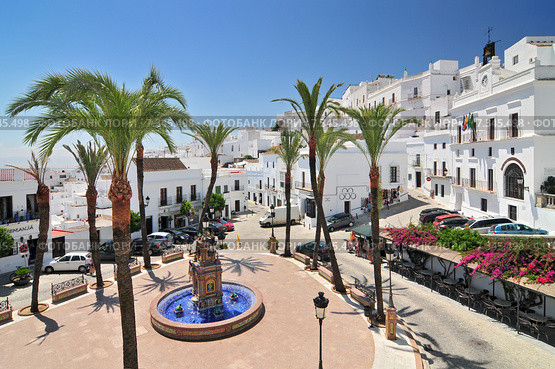 Plaza de Espana, Vejer de la Frontera, Cadiz Province, Costa de la Luz, Andalusia, Spain, Europe. Стоковое фото, агентство BE&W Photo / Фотобанк Лори