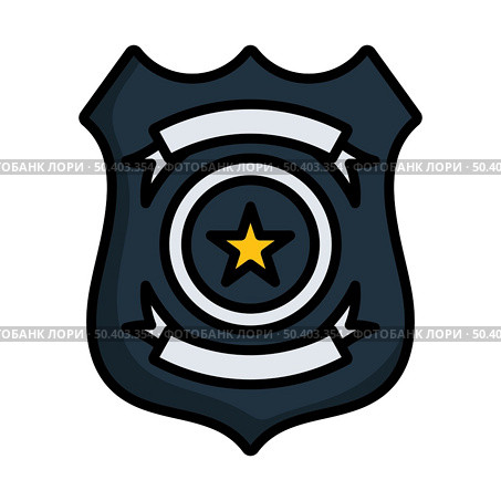 Police Badge Icon. Editable Bold Outline With Color Fill Design. Vector Illustration. Стоковая иллюстрация, агентство Ingram Publishing / Фотобанк Лори