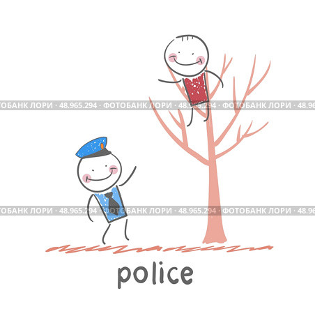 police. Fun cartoon style illustration. The situation of life. Стоковая иллюстрация, агентство Ingram Publishing / Фотобанк Лори