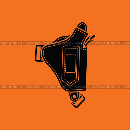 Police holster gun icon. Orange background with black. Vector illustration. Стоковая иллюстрация, агентство Ingram Publishing / Фотобанк Лори