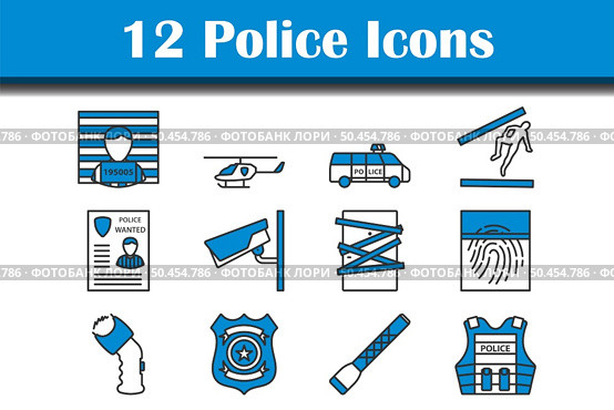 Police Icon Set. Editable Bold Outline With Color Fill Design. Vector Illustration. Стоковая иллюстрация, агентство Ingram Publishing / Фотобанк Лори