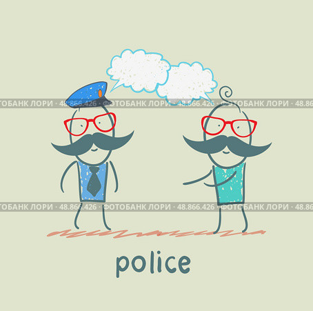 Police listen to people. Стоковая иллюстрация, агентство Ingram Publishing / Фотобанк Лори