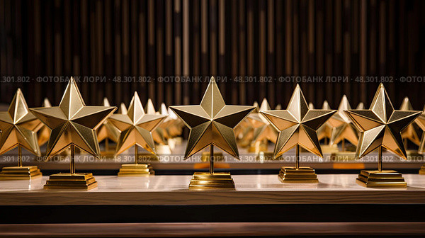polished star gold award. Стоковое AI-изображение, AI-художник Vectorwin / Фотобанк Лори