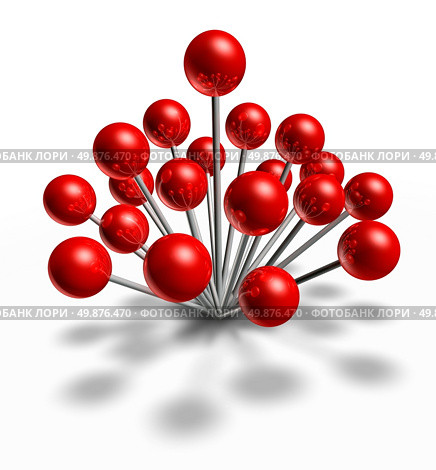 Popular location and hot spot with a group of red pushpins as a navigation symbol of a travel places and position also a concept of social popularity business meeting on a white background. Стоковое фото, агентство Ingram Publishing / Фотобанк Лори