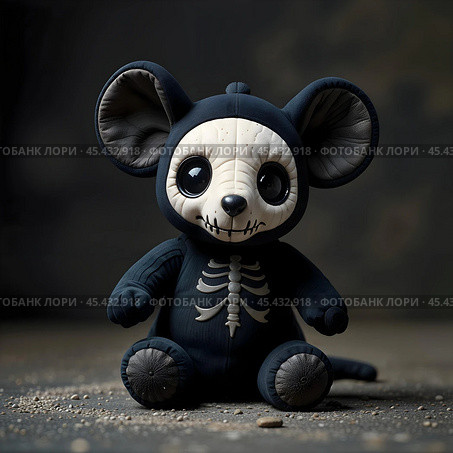 Portrait of a mouse doll from a horror movie. Стоковое AI-изображение, AI-художник RamA / Фотобанк Лори