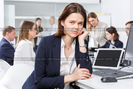 Portrait of frustrated pretty business woman. Стоковое фото, фотограф Яков Филимонов / Фотобанк Лори