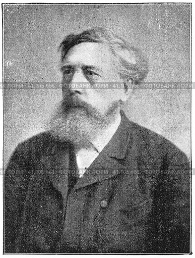 Portrait of Wilhelm Liebknecht - a German socialist and one of the principal founders of the Social Democratic Party of Germany (SPD). Illustration of the 19th century. White background. Стоковая иллюстрация, иллюстратор Sergey Kohl / Фотобанк Лори
