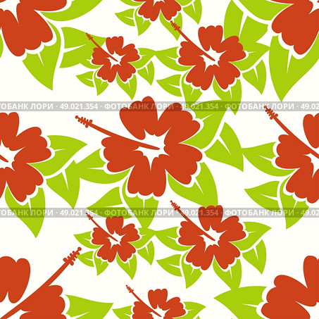 Pretty hibiscus seamless background. Стоковая иллюстрация, агентство Ingram Publishing / Фотобанк Лори