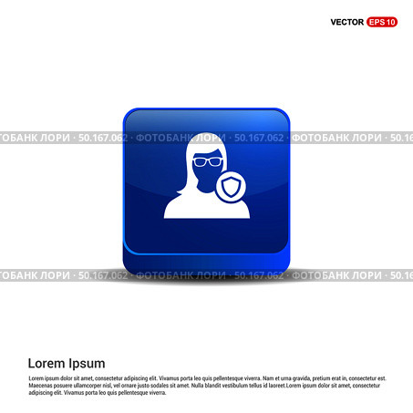 Protected user icon - 3d Blue Button. Стоковая иллюстрация, агентство Ingram Publishing / Фотобанк Лори