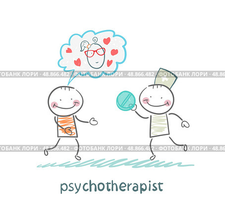 psychotherapist  gives the patient a pill. Стоковая иллюстрация, агентство Ingram Publishing / Фотобанк Лори