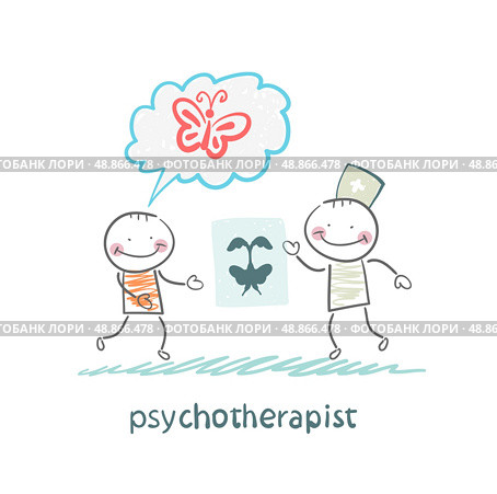 psychotherapist  shows the patient image test. Стоковая иллюстрация, агентство Ingram Publishing / Фотобанк Лори