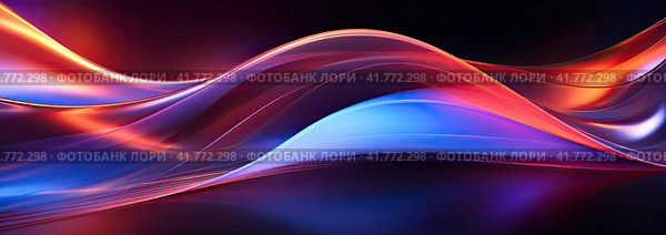 Purple-blue waves on a dark background. Graphic resource. Стоковое AI-изображение, AI-художник Ярославский Максим / Фотобанк Лори