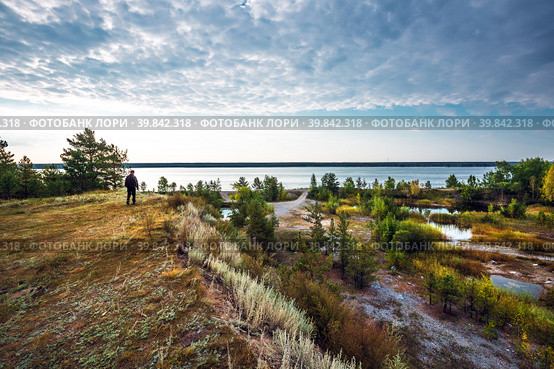 Раннее утро на реке Оби. Новосибирская область России (2021 год). Стоковое фото, фотограф Евгений Мухортов / Фотобанк Лори