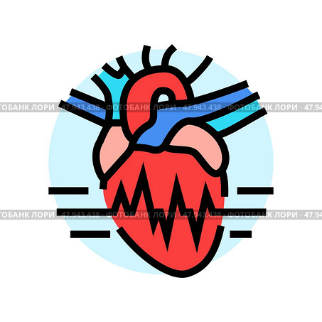 rapid heartbeat palpitations disease symptom color icon vector illustration. Стоковая иллюстрация, иллюстратор Vectorwin / Фотобанк Лори