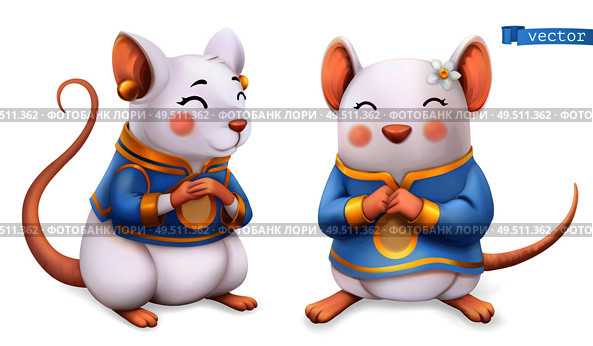 Rat, mouse, Funny animal in the Chinese zodiac, Chinese calendar, 3d vector icon. Стоковая иллюстрация, агентство Ingram Publishing / Фотобанк Лори