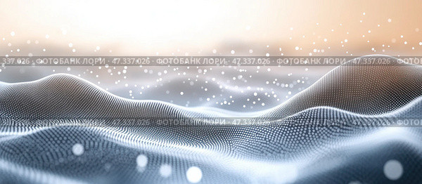 Размытое изображение волны с множеством белых крапинок. Стоковое AI-изображение, AI-художник Ярославский Максим / Фотобанк Лори
