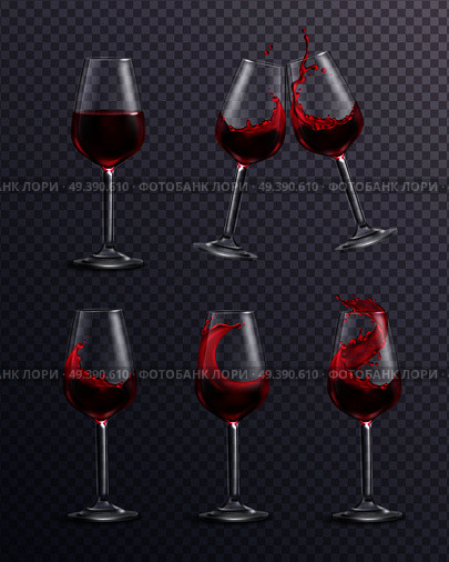 Realistic Wine Glass Set. Стоковая иллюстрация, агентство Ingram Publishing / Фотобанк Лори
