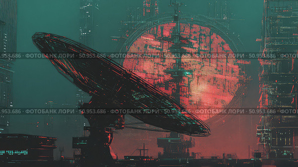 reception glitching satellite dish ai generated. Стоковое AI-изображение, AI-художник Vectorwin / Фотобанк Лори