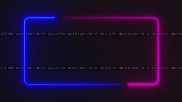 Rectangle frame with two tone neon color line on isolated black background. Empty copy space middle. 3D illustration rendering. Стоковая анимация, аниматор Ильин Сергей / Фотобанк Лори