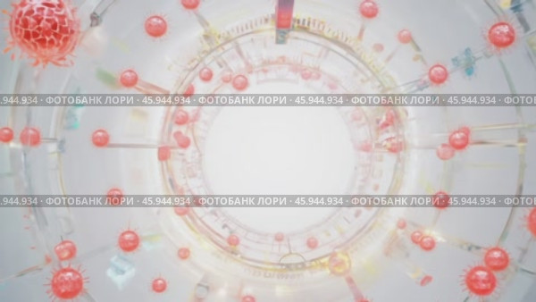 Red blood cells flowing through vein with copy space. Стоковое видео, видеограф Данил Руденко / Фотобанк Лори