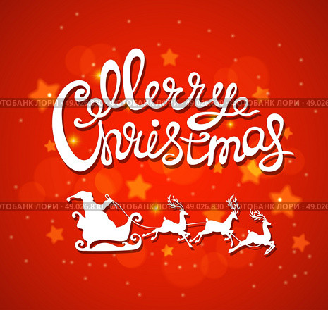 Red Christmas background with Santa Claus and white firs. Стоковая иллюстрация, агентство Ingram Publishing / Фотобанк Лори