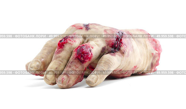 Red hand amputated, halloween decoration detail, realism and fear, violence. Red hand amputated, halloween decoration detail, realism and fea. Стоковое фото, агентство Ingram Publishing / Фотобанк Лори