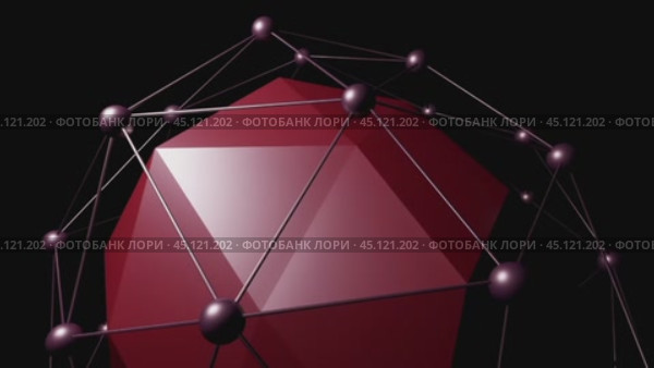 Red polygon with grid pulsating on black background. Стоковое видео, видеограф Данил Руденко / Фотобанк Лори