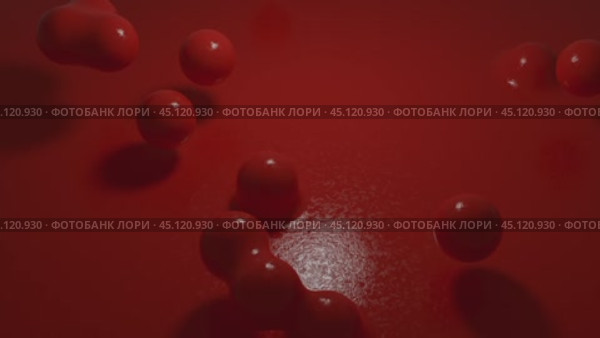 Red spheres merging and bouncing on red surface. Стоковое видео, видеограф Данил Руденко / Фотобанк Лори