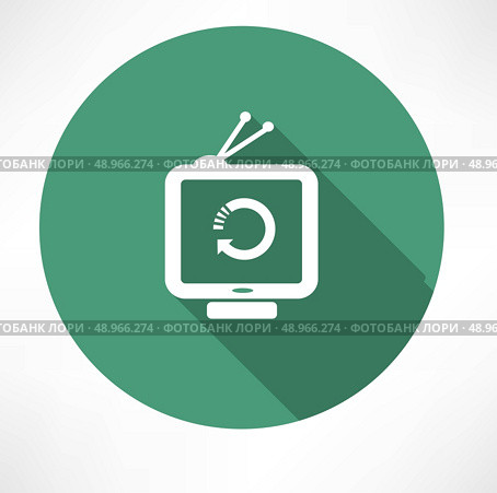 refresh icon on retro television set. Flat modern style vector illustration . Стоковая иллюстрация, агентство Ingram Publishing / Фотобанк Лори