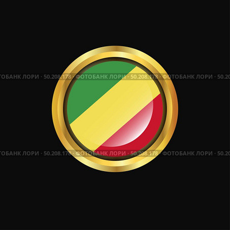 Republic of the Congo flag Golden button. Стоковая иллюстрация, агентство Ingram Publishing / Фотобанк Лори
