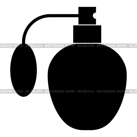 Retro deodorant Perfume bottle with atomizer or spray pump icon black color vector illustration flat style simple image. Retro deodorant Perfume bottle with atomizer or spray pump icon black color vector illustration flat style image. Стоковая иллюстрация, агентство Ingram Publishing / Фотобанк Лори