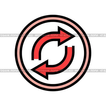 reversible product label caution color icon vector illustration. Стоковая иллюстрация, иллюстратор Vectorwin / Фотобанк Лори