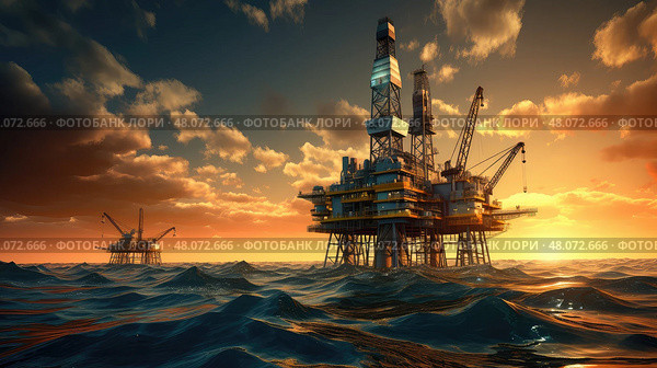 rig oil and gas drilling ai generated. Стоковое AI-изображение, AI-художник Vectorwin / Фотобанк Лори
