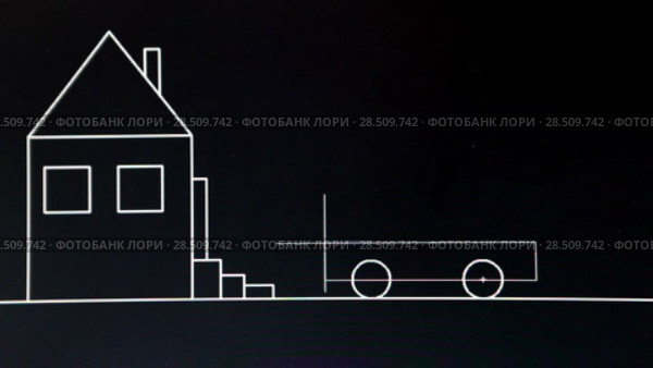 Рисование домика, автомобиля и солнца в автокаде, ускоренная съемка. Стоковое видео, видеограф Кекяляйнен Андрей / Фотобанк Лори